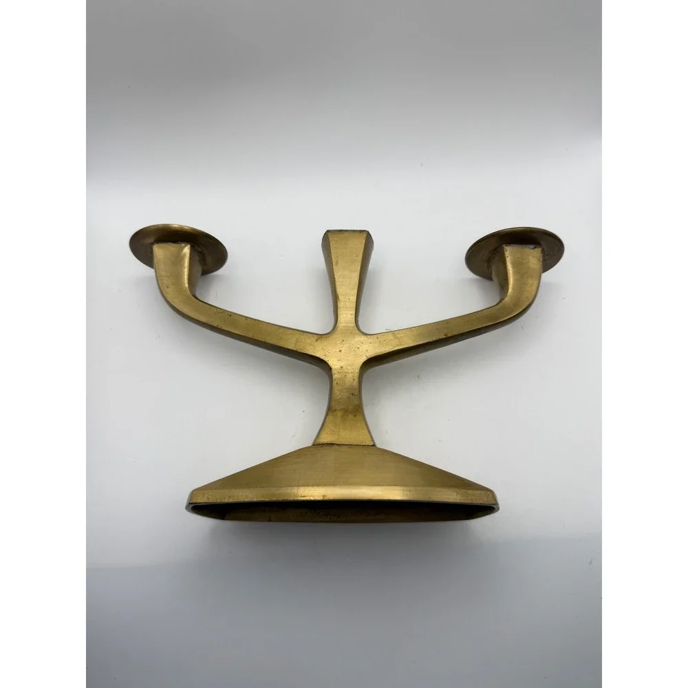 Vintage Mid Century Modern 1950s‎ Brass 3 Light Candelabra Brutalist India